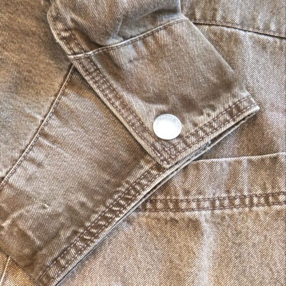 NWT Universal Thread Women's Barrel Chore Denim Jacket Green Silver Snaps 4X - Picture 8 of 11
